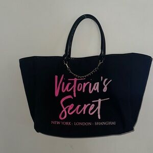 Victoria's Secret Black Tote with Pink Logo